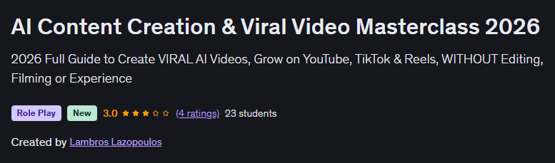 You are currently viewing Lambros Lazopoulos – AI Content Creation & Viral Video Masterclass 2026 Free Download