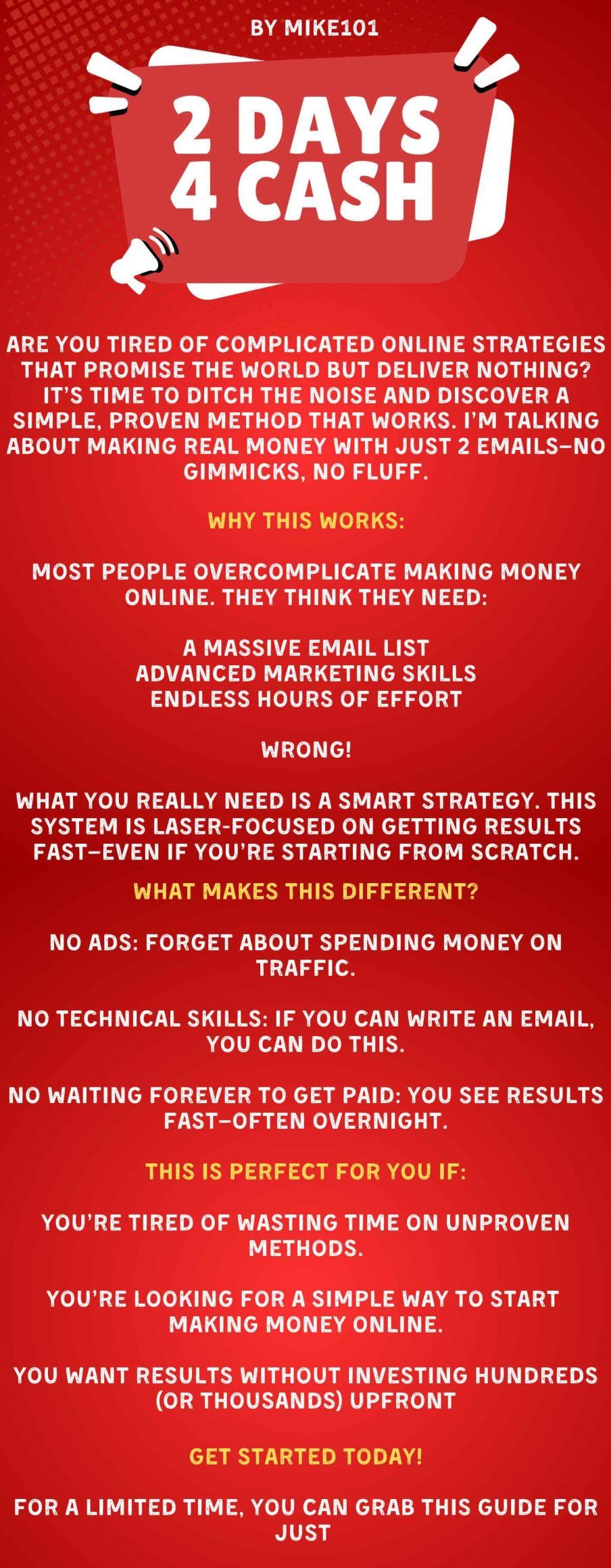 You are currently viewing Mike101 – 2 DAYS 4 CASH – $1,652 IN PURE PROFIT WITH 2 EMAILS SENT Free Download