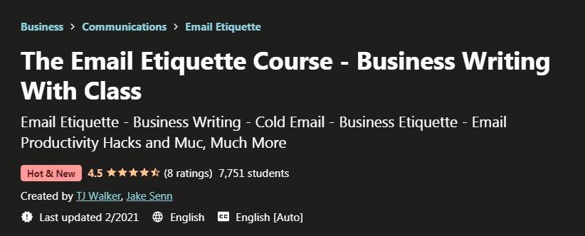 You are currently viewing The Email Etiquette Course – Business Writing With Class Free Download